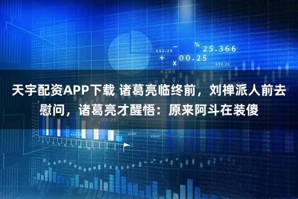 天宇配资APP下载 诸葛亮临终前，刘禅派人前去慰问，诸葛亮才醒悟：原来阿斗在装傻